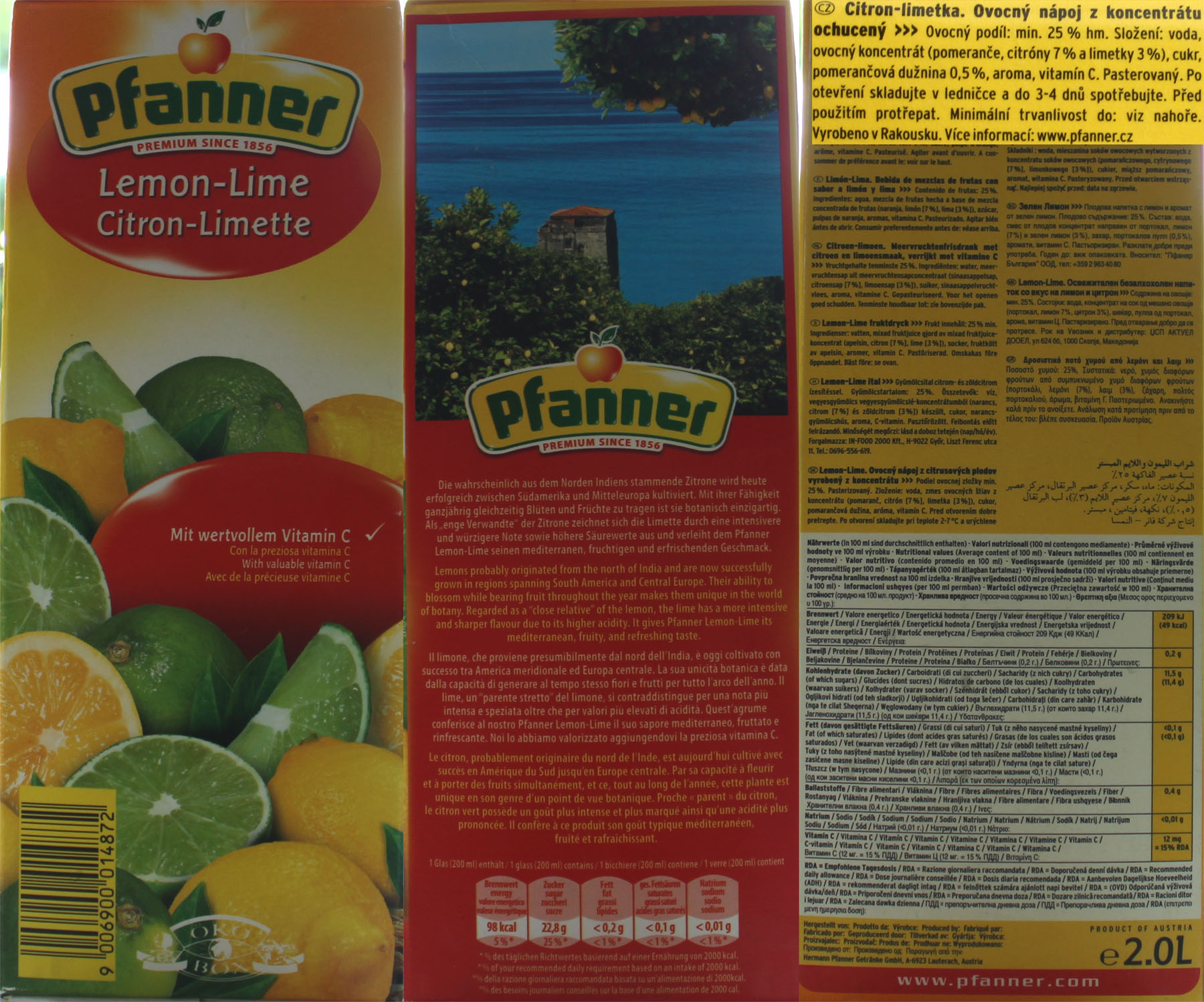 Citrusovo citrusový Pfanner citron limetka