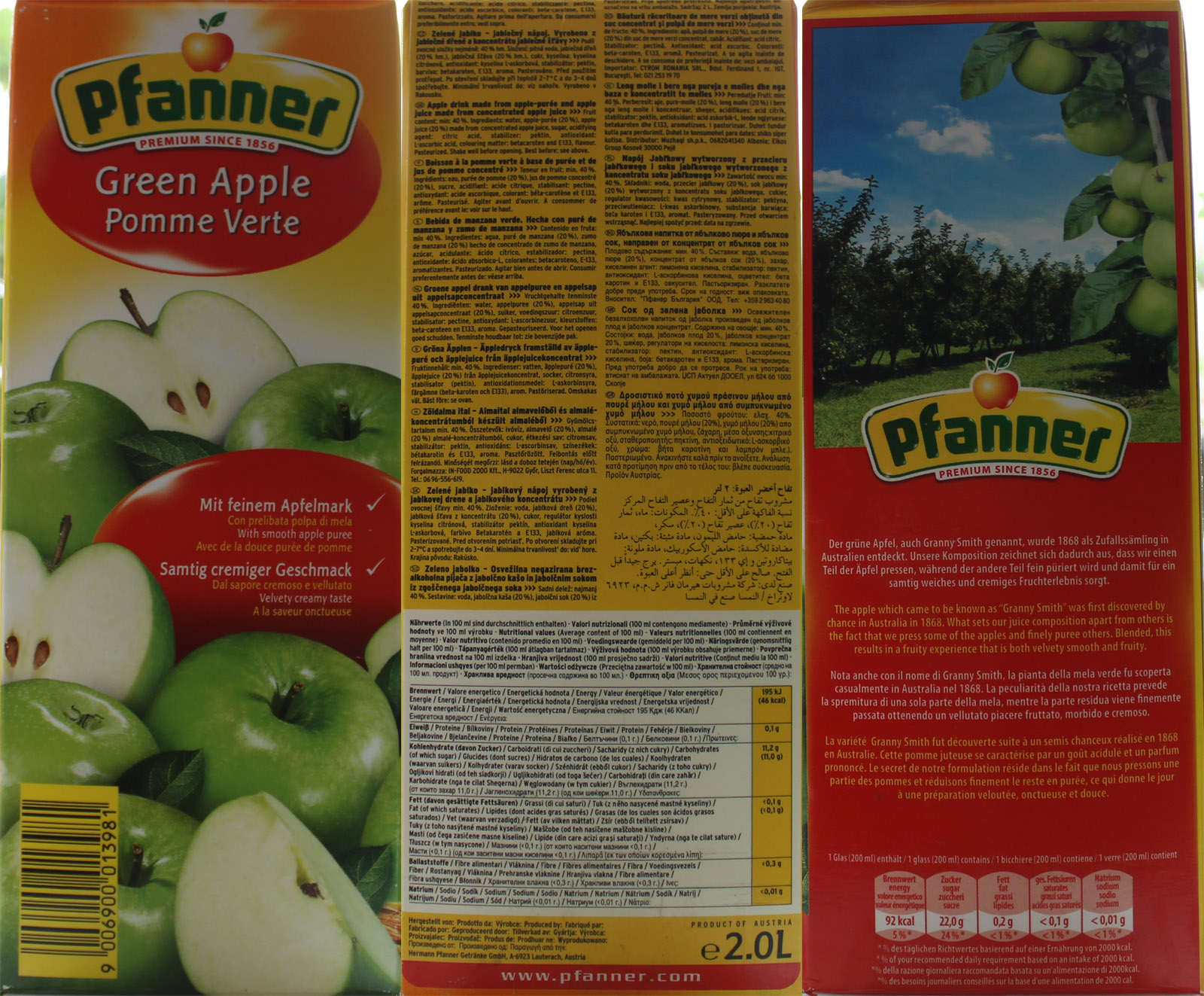 Pfanner Zelené jablko složení